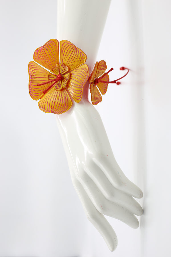 Plumeria Flower Bracelet made from recycled plastic water bottles