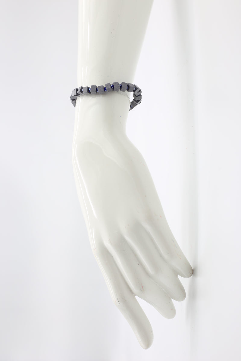 Recycled wood Cube shape beads minimalist classic Bracelet