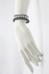 Recycled wood UFO shape beads minimalist classic Bracelet