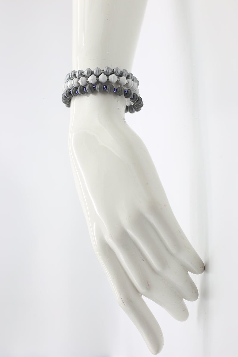 Recycled wood UFO shape beads minimalist classic Bracelet