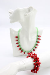 Vintage Strawberry Glass Beads necklace & Bracelet