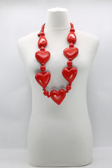 Handmade Recycled Wood Heart Necklace – Eco-Friendly Statement Jewelry - SET