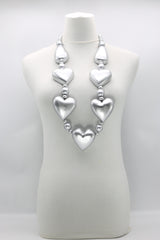 Handmade Recycled Wood Heart Necklace – Eco-Friendly Statement Jewelry - SET