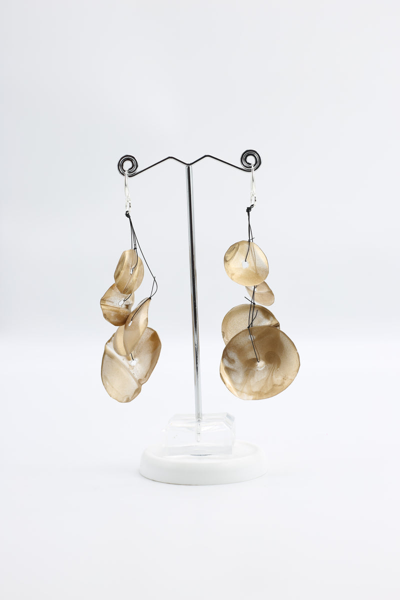 WATER LILY ON FISHING WIRE EARRINGS - RECYCLED PLASTIC BOTTLE - Jianhui London