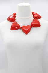Handmade Recycled Wood Heart Necklace – Eco-Friendly Statement Jewelry - SET