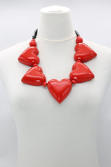 Handmade Recycled Wood Heart Necklace – Eco-Friendly Statement Jewelry - Short