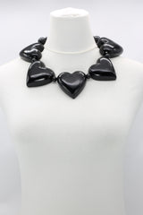 Handmade Recycled Wood Heart Necklace – Eco-Friendly Statement Jewelry - SET