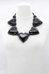 Handmade Recycled Wood Heart Necklace – Eco-Friendly Statement Jewelry - Short