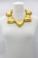 Handmade Recycled Wood Heart Necklace – Eco-Friendly Statement Jewelry - SET