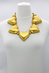 Handmade Recycled Wood Heart Necklace – Eco-Friendly Statement Jewelry - Short