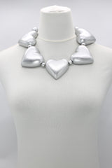 Handmade Recycled Wood Heart Necklace – Eco-Friendly Statement Jewelry - SET