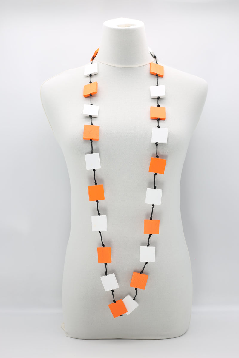 RECYCLE WOOD SQUARE NECKLACE -DUO - Jianhui London