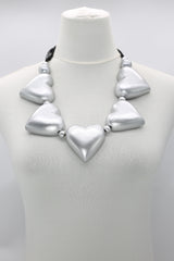 Handmade Recycled Wood Heart Necklace – Eco-Friendly Statement Jewelry - Short