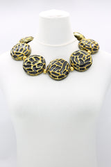 Handmade Recycled Wood Necklace with Murano-Inspired Disks – Eco-Friendly Statement Jewelry