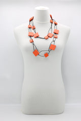 Wooden Squares on Leatherette Chain Necklaces - Jianhui London