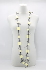 Wooden Squares on Leatherette Chain Necklaces - Jianhui London