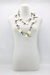 Wooden Squares on Leatherette Chain Necklaces - Jianhui London