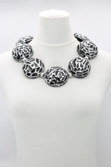 Handmade Recycled Wood Necklace with Murano-Inspired Disks – Eco-Friendly Statement Jewelry