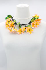 Eco-Friendly Handmade Poppy Necklace | Recycled Plastic & Hand Embroidered Ribbon Jewelry