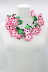 Eco-Friendly Handmade Poppy Necklace | Recycled Plastic & Hand Embroidered Ribbon Jewelry