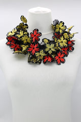 Eco-Friendly Handmade Poppy Necklace | Recycled Plastic & Hand Embroidered Ribbon Jewelry