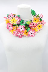 Eco-Friendly Handmade Poppy Necklace | Recycled Plastic & Hand Embroidered Ribbon Jewelry