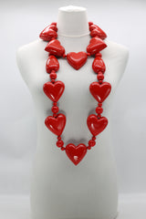 Handmade Recycled Wood Heart Necklace – Eco-Friendly Statement Jewelry - SET