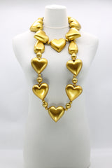 Handmade Recycled Wood Heart Necklace – Eco-Friendly Statement Jewelry - SET