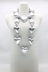 Handmade Recycled Wood Heart Necklace – Eco-Friendly Statement Jewelry - SET