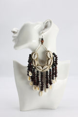 Upcycled Shells and Seeds Earrings with silver hooks