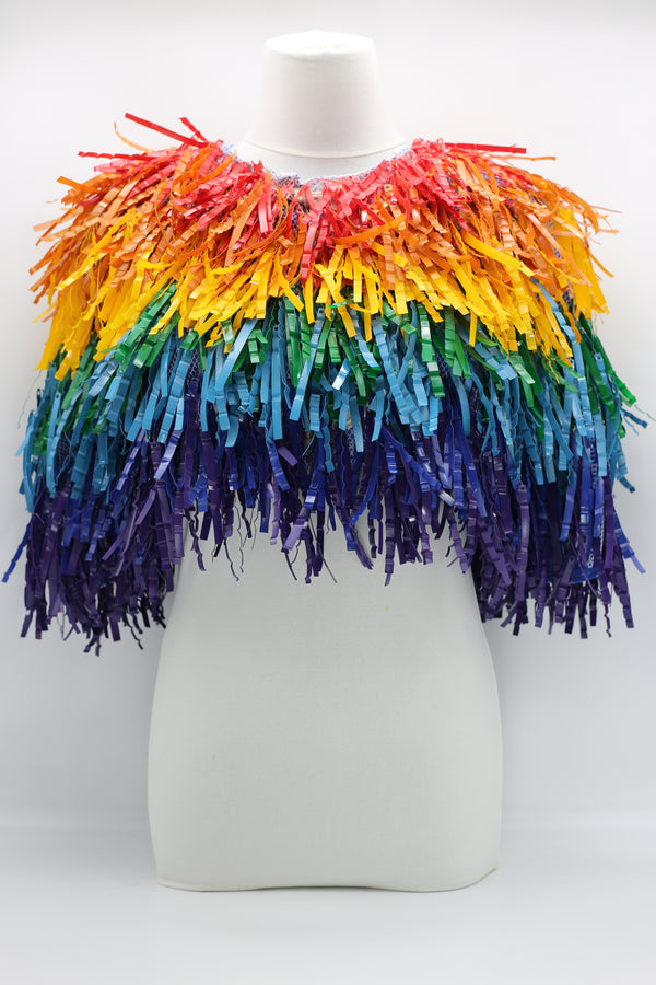 Cape Style Recycled Plastic Fringe Necklace - Rainbow - Jianhui London