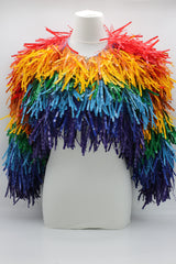 Handmade Recycled Plastic Fringe Shrug - Rainbow - Jianhui London