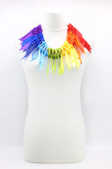 Upcycled Rainbow Ribbon Short Necklace