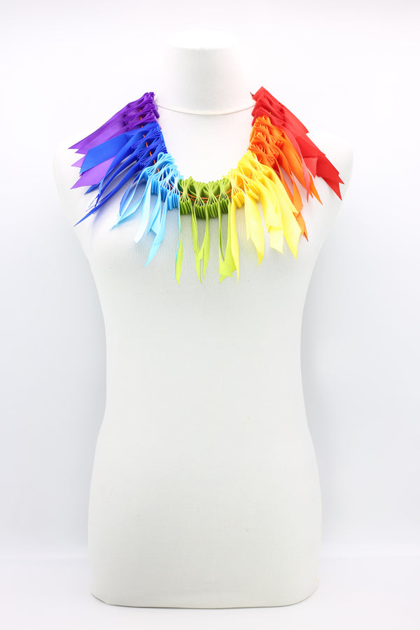 Upcycled Rainbow Ribbon Short Necklace