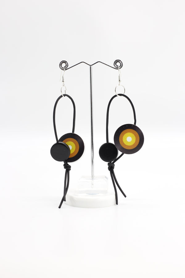 Jimi Hendrix Leatherette Disk Earrings - Jianhui London