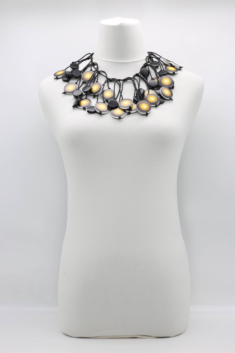 Jimi Hendrix Recycled Wooden Disks Necklace Short - Jianhui London