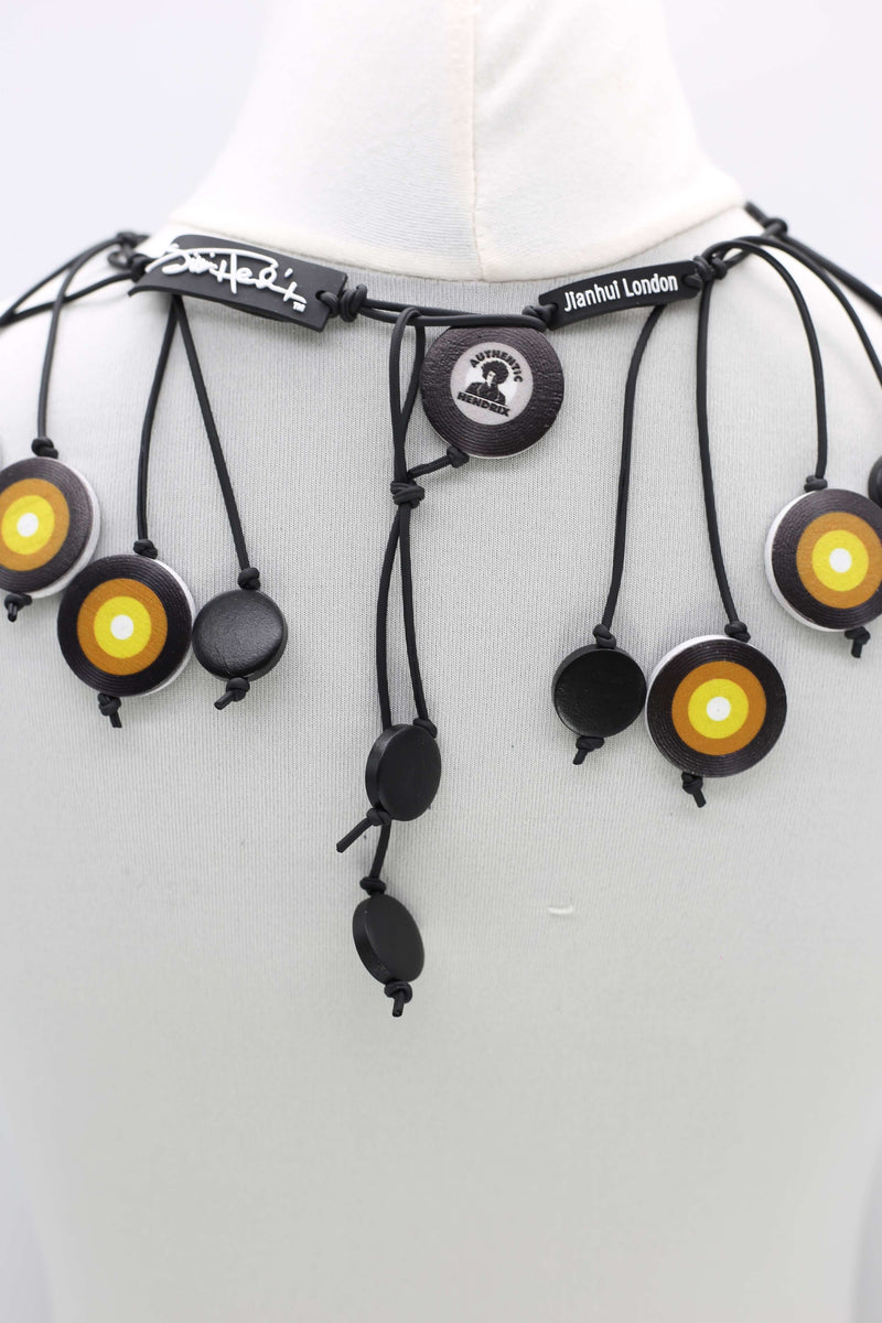 Jimi Hendrix Recycled Wooden Disks Necklace Short - Jianhui London