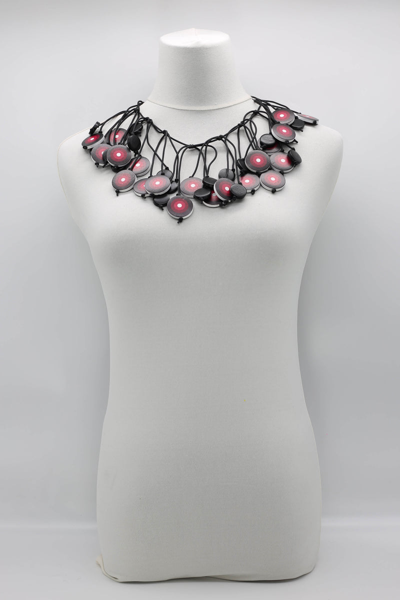 Jimi Hendrix Recycled Wooden Disks Necklace Short - Jianhui London