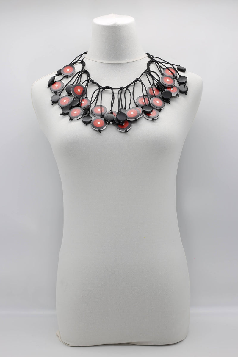 Jimi Hendrix Recycled Wooden Disks Necklace Short - Jianhui London