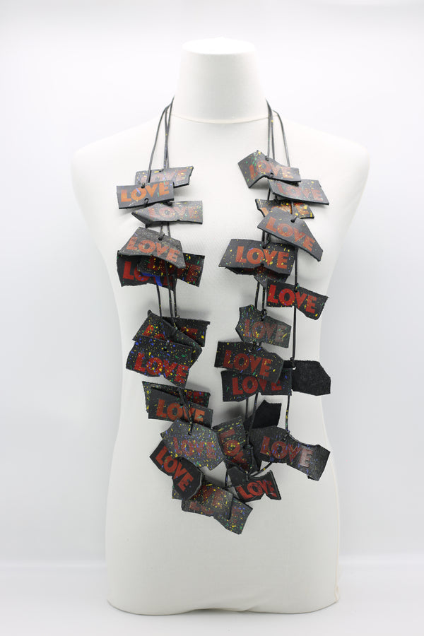 Jimi Hendrix 3-Strand Recycled Leather With LOVE Necklace - Jianhui London