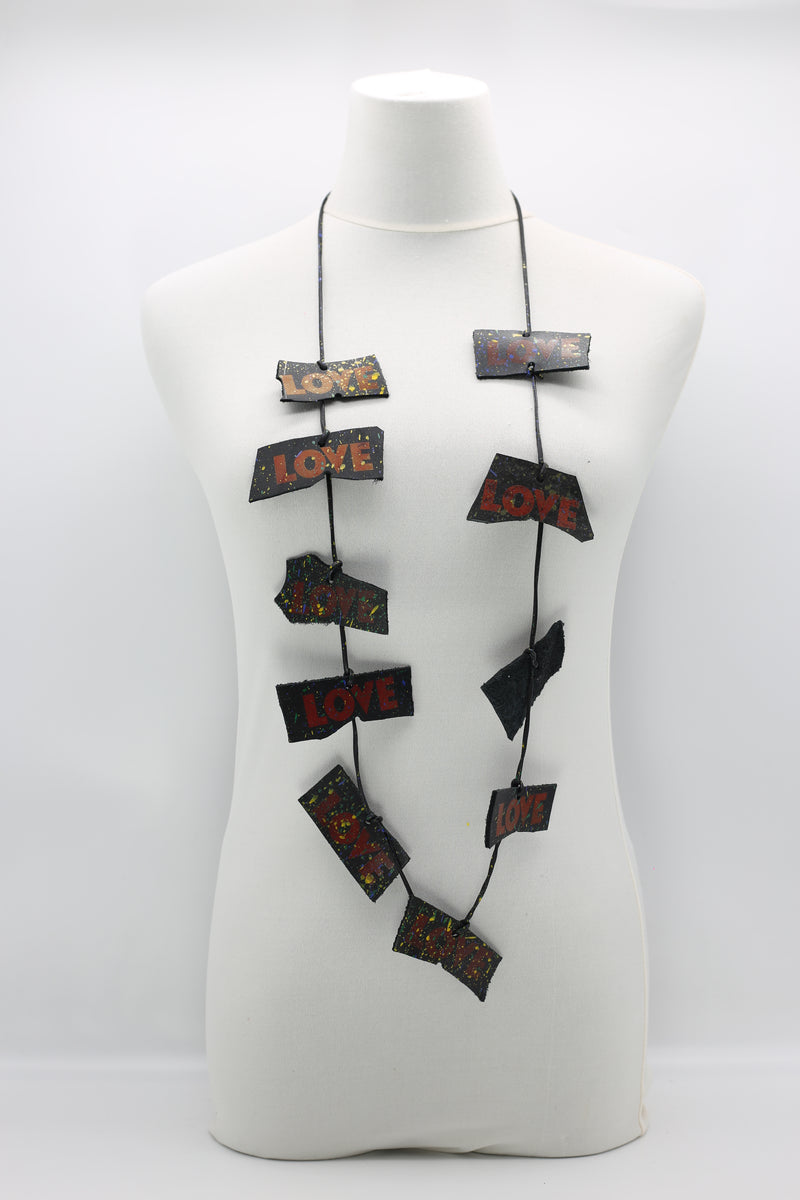 Jimi Hendrix 3-Strand Recycled Leather With LOVE Necklace - Jianhui London