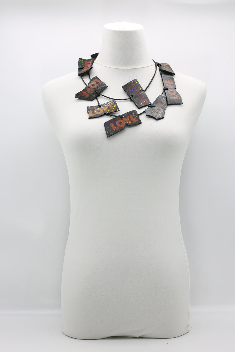 Jimi Hendrix 3-Strand Recycled Leather With LOVE Necklace - Jianhui London
