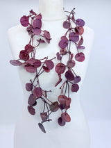 Aqua Water Lily Leaf Necklaces - Hand-painted - Long