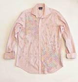 Oversized Vintage Shirt with Hand Embroidered Colorful Leaf | Sustainable UK Handmade Fashion