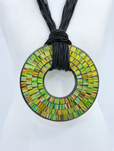 Boho Statement Mosaic Necklace or Round Bangle – Handmade Recycled Glass Art Jewelry - Large