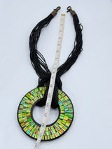 Boho Statement Mosaic Necklace or Round Bangle – Handmade Recycled Glass Art Jewelry - Medium