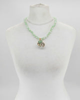 Minimalist Glass Bead Necklace with Upcycled Shell Pendant – Elegant Handmade Jewellery
