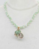 Minimalist Glass Bead Necklace with Upcycled Shell Pendant – Elegant Handmade Jewellery