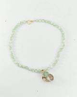 Minimalist Glass Bead Necklace with Upcycled Shell Pendant – Elegant Handmade Jewellery