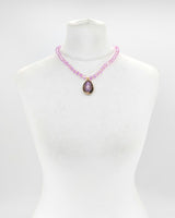 Minimalist Glass Bead Necklace with Upcycled Shell Pendant – Elegant Handmade Jewellery